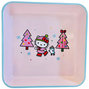 Hello Kitty Square Baking Pan 9" Christmas Ice Skates Ceramic Casserole Bakeware